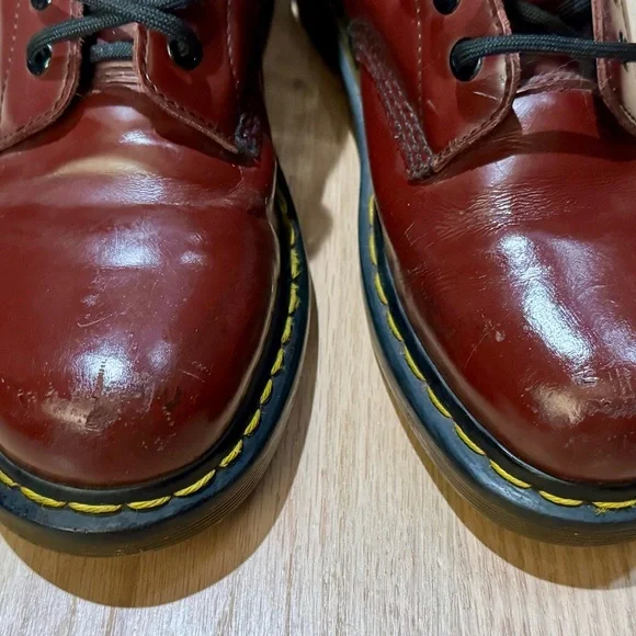 Dr. Martens 1460 Cherry Red Lace Up Combat Ankle Boots Men’s 6 Women’s 7 - Picture 5 of 7